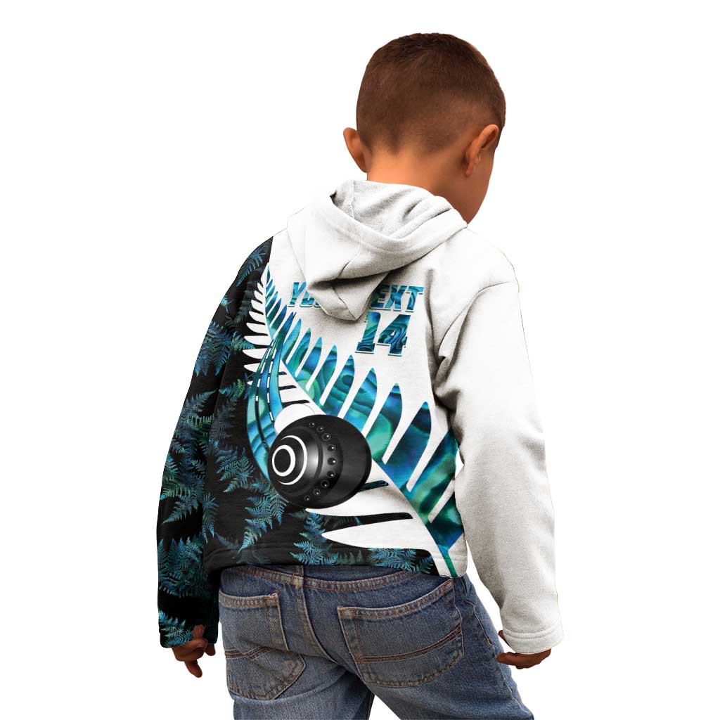 New Zealand Lawn Bowls Custom Kid Hoodie Aotearoa Silver Fern Paua Shell LT14 - Polynesian Pride