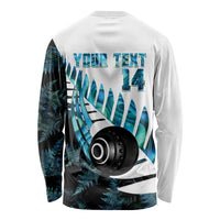 New Zealand Lawn Bowls Custom Long Sleeve Shirt Aotearoa Silver Fern Paua Shell LT14 - Polynesian Pride