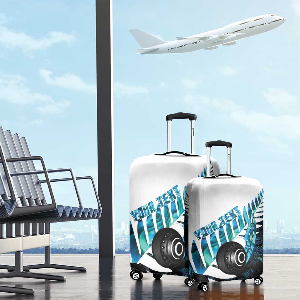 New Zealand Lawn Bowls Custom Luggage Cover Aotearoa Silver Fern Paua Shell - Polynesian Pride