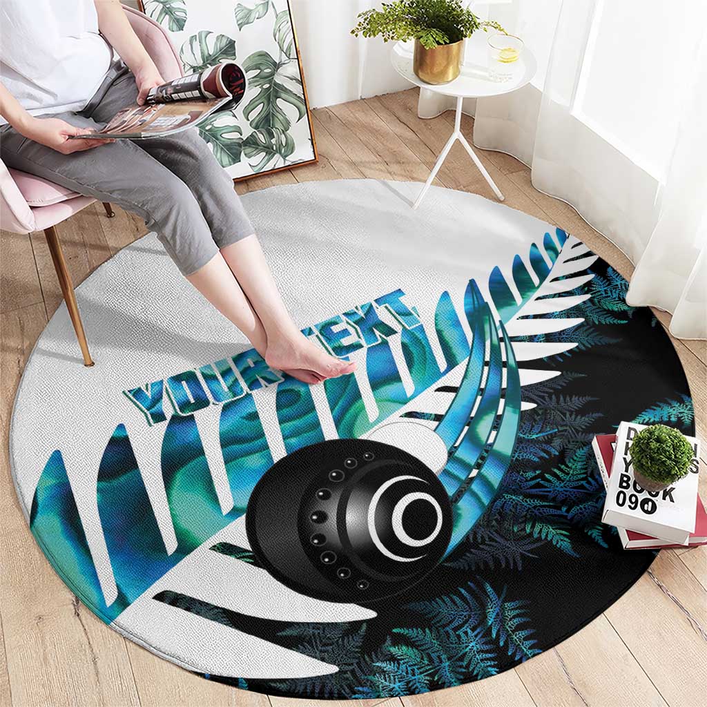 New Zealand Lawn Bowls Custom Round Carpet Aotearoa Silver Fern Paua Shell LT14 - Polynesian Pride