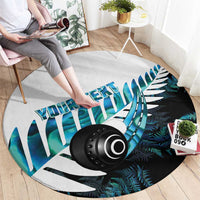 New Zealand Lawn Bowls Custom Round Carpet Aotearoa Silver Fern Paua Shell LT14 - Polynesian Pride