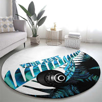 New Zealand Lawn Bowls Custom Round Carpet Aotearoa Silver Fern Paua Shell LT14 - Polynesian Pride