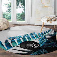 New Zealand Lawn Bowls Custom Round Carpet Aotearoa Silver Fern Paua Shell LT14 - Polynesian Pride