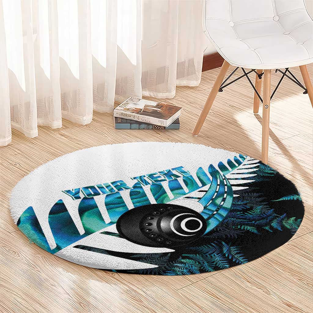 New Zealand Lawn Bowls Custom Round Carpet Aotearoa Silver Fern Paua Shell LT14 - Polynesian Pride