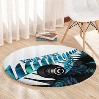 New Zealand Lawn Bowls Custom Round Carpet Aotearoa Silver Fern Paua Shell LT14 - Polynesian Pride