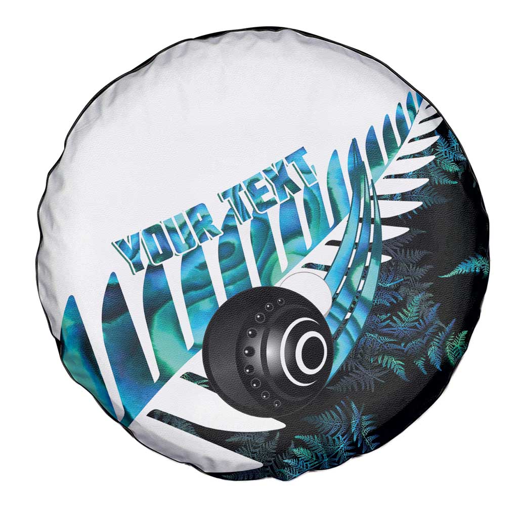 New Zealand Lawn Bowls Custom Spare Tire Cover Aotearoa Silver Fern Paua Shell LT14 - Polynesian Pride