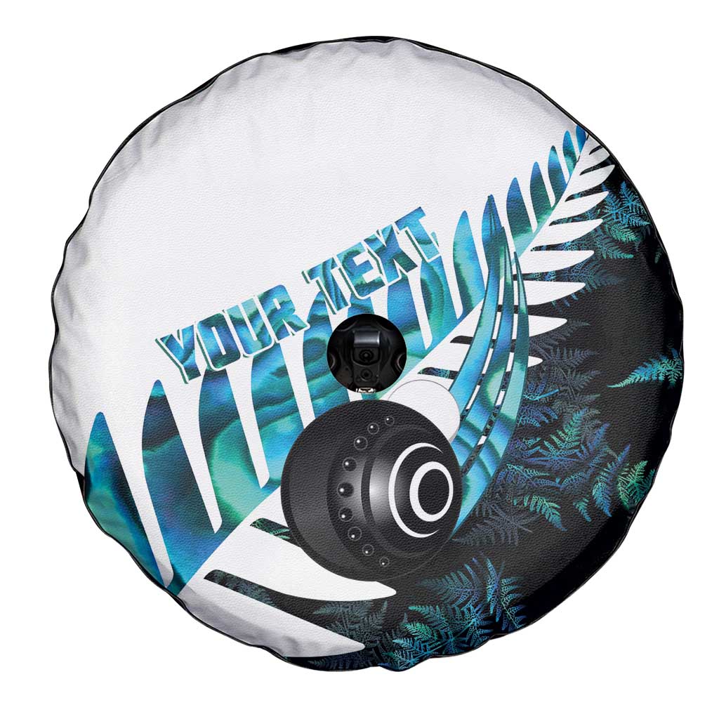 New Zealand Lawn Bowls Custom Spare Tire Cover Aotearoa Silver Fern Paua Shell LT14 - Polynesian Pride
