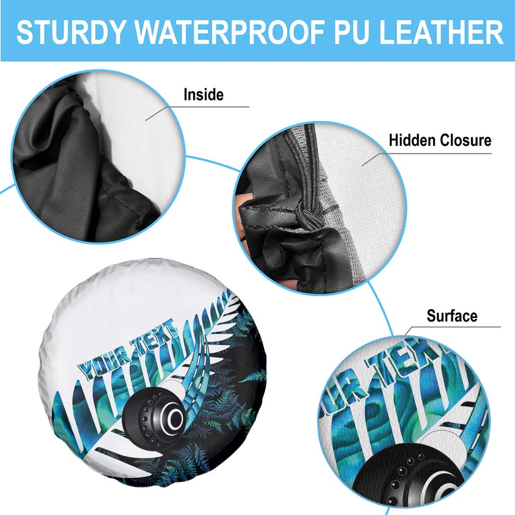 New Zealand Lawn Bowls Custom Spare Tire Cover Aotearoa Silver Fern Paua Shell LT14 - Polynesian Pride