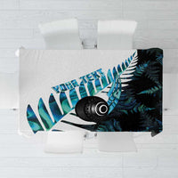 New Zealand Lawn Bowls Custom Tablecloth Aotearoa Silver Fern Paua Shell LT14 Black - Polynesian Pride