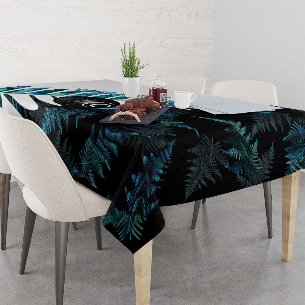 New Zealand Lawn Bowls Custom Tablecloth Aotearoa Silver Fern Paua Shell LT14 - Polynesian Pride