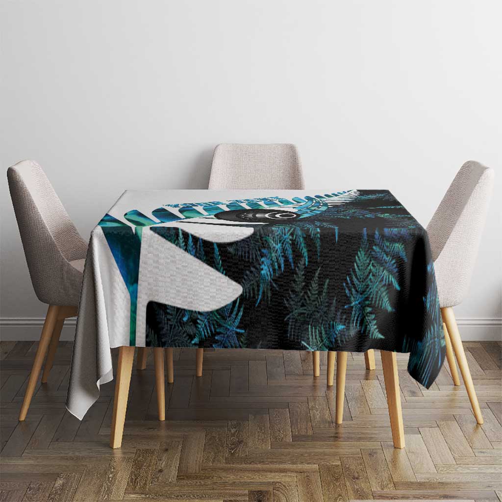 New Zealand Lawn Bowls Custom Tablecloth Aotearoa Silver Fern Paua Shell LT14 - Polynesian Pride