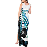 New Zealand Lawn Bowls Custom Tank Maxi Dress Aotearoa Silver Fern Paua Shell LT14 - Polynesian Pride