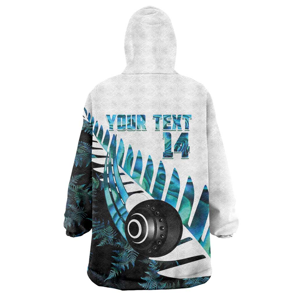 New Zealand Lawn Bowls Custom Wearable Blanket Hoodie Aotearoa Silver Fern Paua Shell LT14 - Polynesian Pride