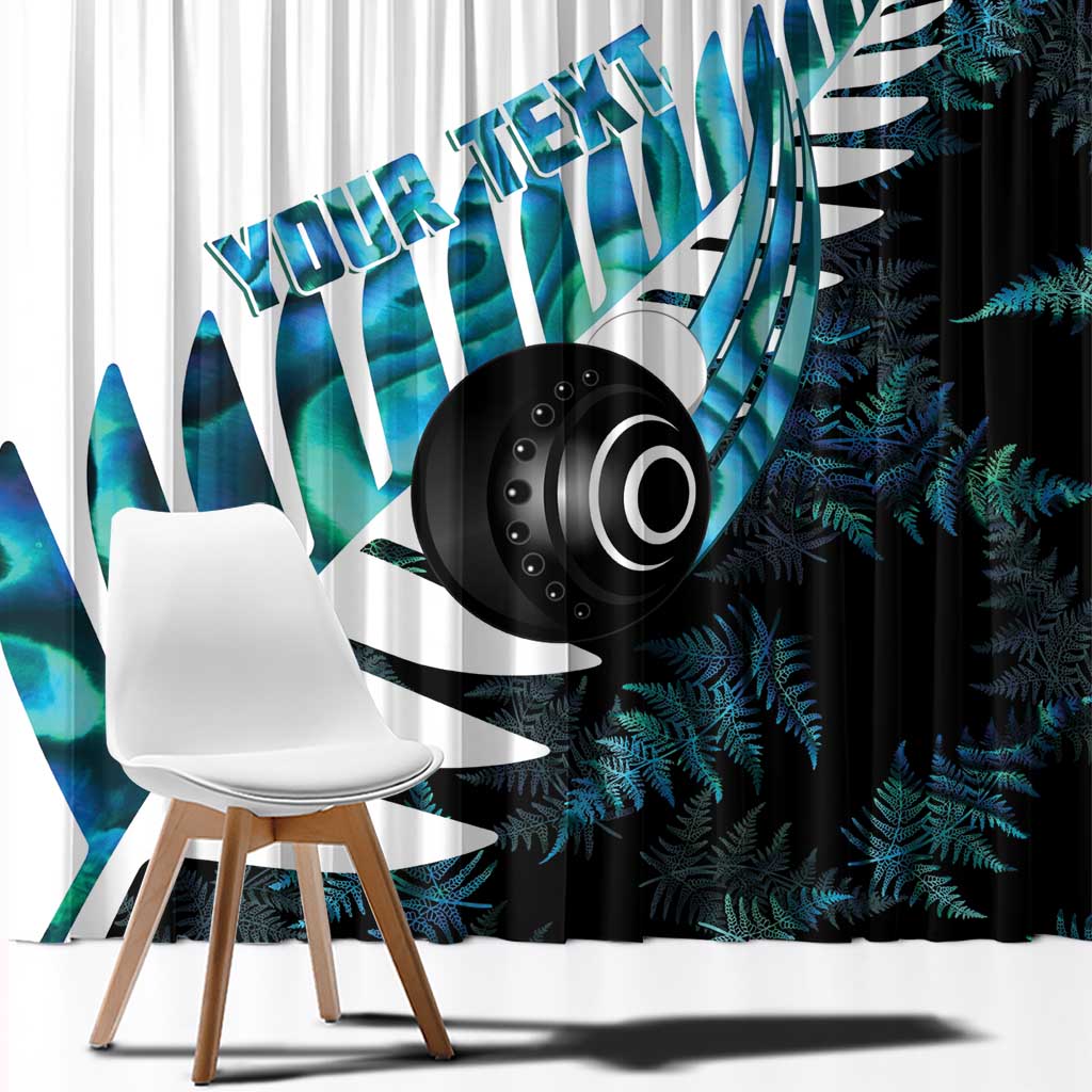 New Zealand Lawn Bowls Custom Window Curtain Aotearoa Silver Fern Paua Shell LT14 - Polynesian Pride
