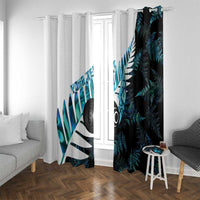 New Zealand Lawn Bowls Custom Window Curtain Aotearoa Silver Fern Paua Shell LT14 With Grommets Black - Polynesian Pride