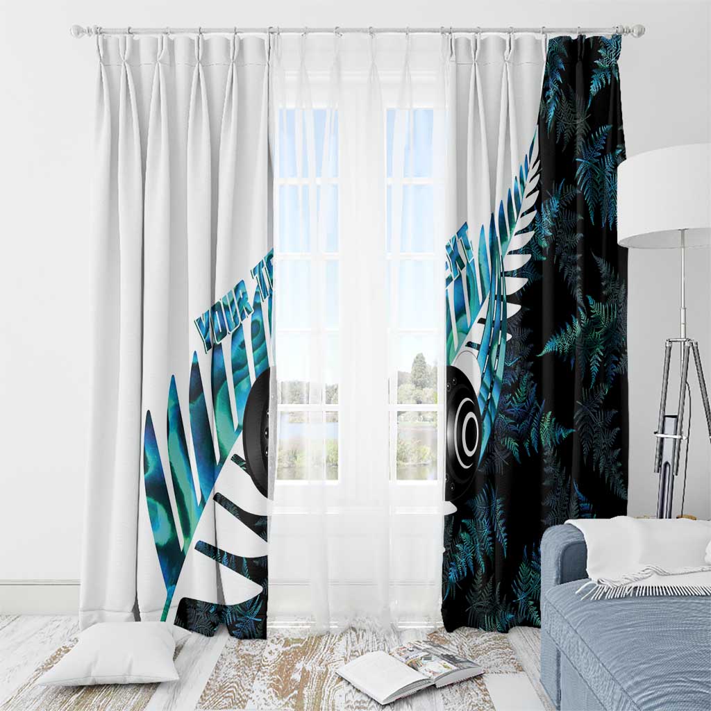 New Zealand Lawn Bowls Custom Window Curtain Aotearoa Silver Fern Paua Shell LT14 - Polynesian Pride