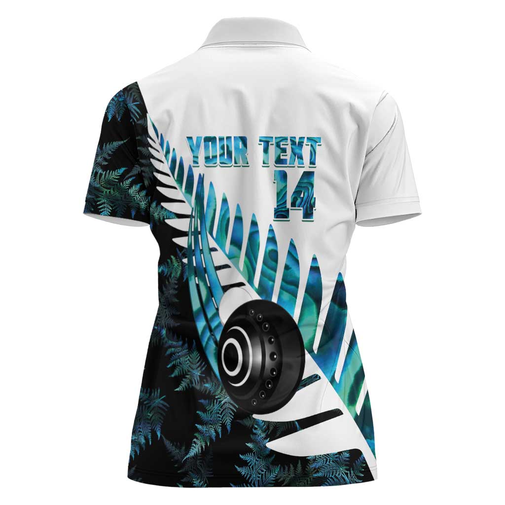 New Zealand Lawn Bowls Custom Women Polo Shirt Aotearoa Silver Fern Paua Shell LT14 - Polynesian Pride