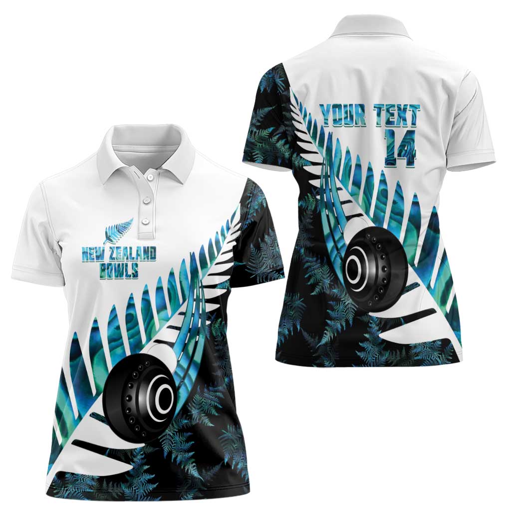 New Zealand Lawn Bowls Custom Women Polo Shirt Aotearoa Silver Fern Paua Shell LT14 - Polynesian Pride