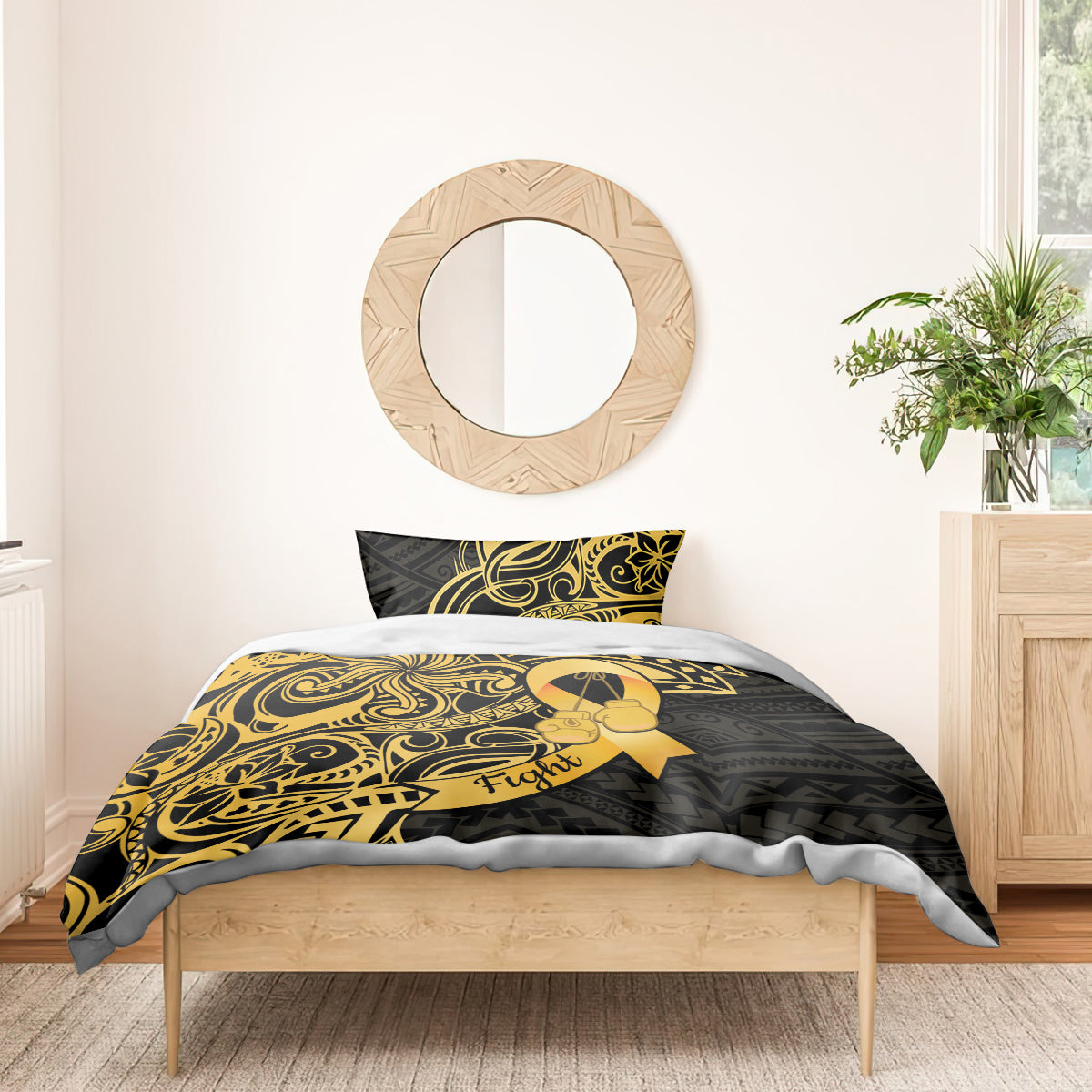 Polynesia Bone Cancer Awareness Bedding Set Fight Warriors