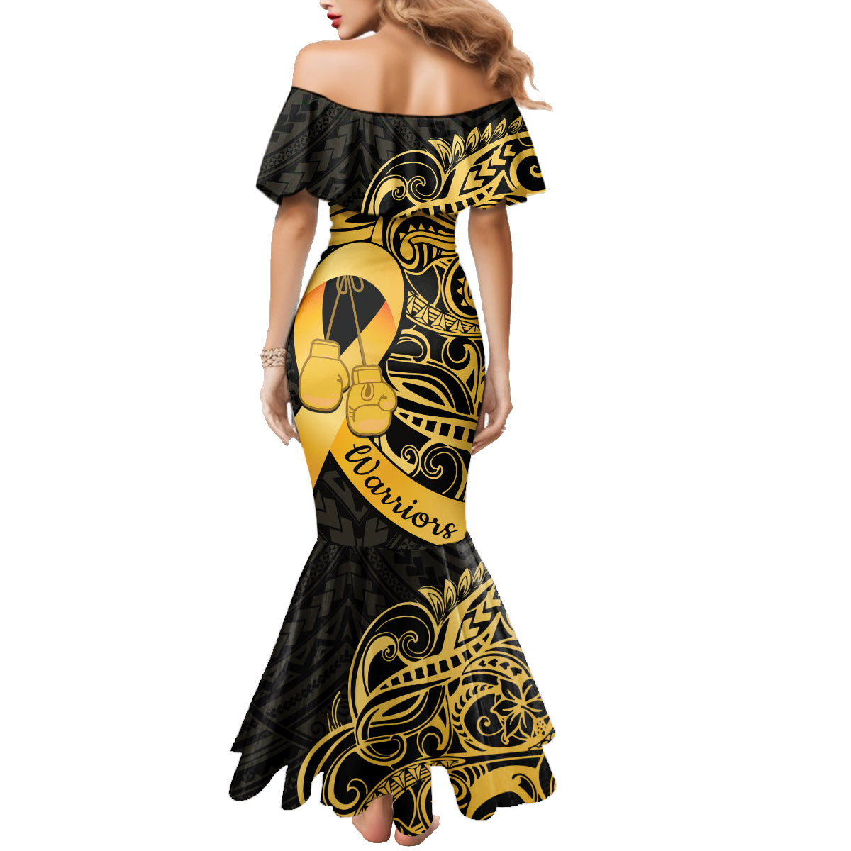 Polynesia Bone Cancer Awareness Family Matching Mermaid Dress and Hawaiian Shirt Fight Warriors LT14 - Polynesian Pride