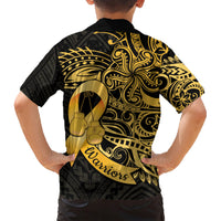 Polynesia Bone Cancer Awareness Family Matching Short Sleeve Bodycon Dress and Hawaiian Shirt Fight Warriors LT14 - Polynesian Pride