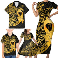 Polynesia Bone Cancer Awareness Family Matching Short Sleeve Bodycon Dress and Hawaiian Shirt Fight Warriors LT14 - Polynesian Pride