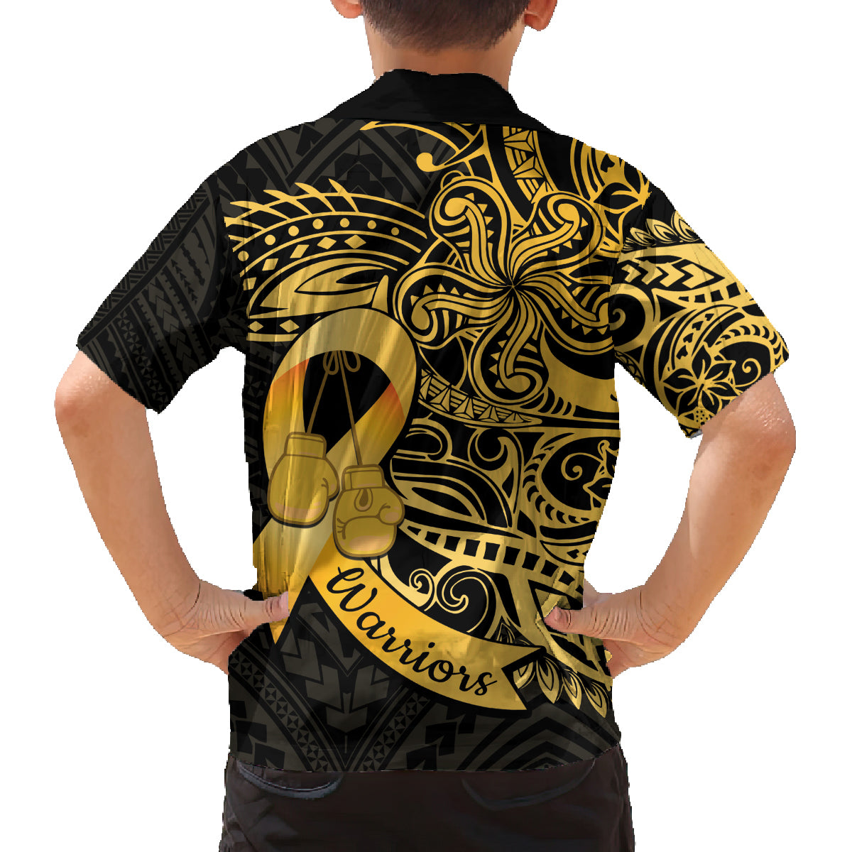 Polynesia Bone Cancer Awareness Family Matching Summer Maxi Dress and Hawaiian Shirt Fight Warriors LT14 - Polynesian Pride