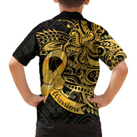 Polynesia Bone Cancer Awareness Family Matching Summer Maxi Dress and Hawaiian Shirt Fight Warriors LT14 - Polynesian Pride