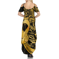 Polynesia Bone Cancer Awareness Family Matching Summer Maxi Dress and Hawaiian Shirt Fight Warriors LT14 - Polynesian Pride