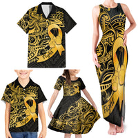 Polynesia Bone Cancer Awareness Family Matching Tank Maxi Dress and Hawaiian Shirt Fight Warriors LT14 - Polynesian Pride