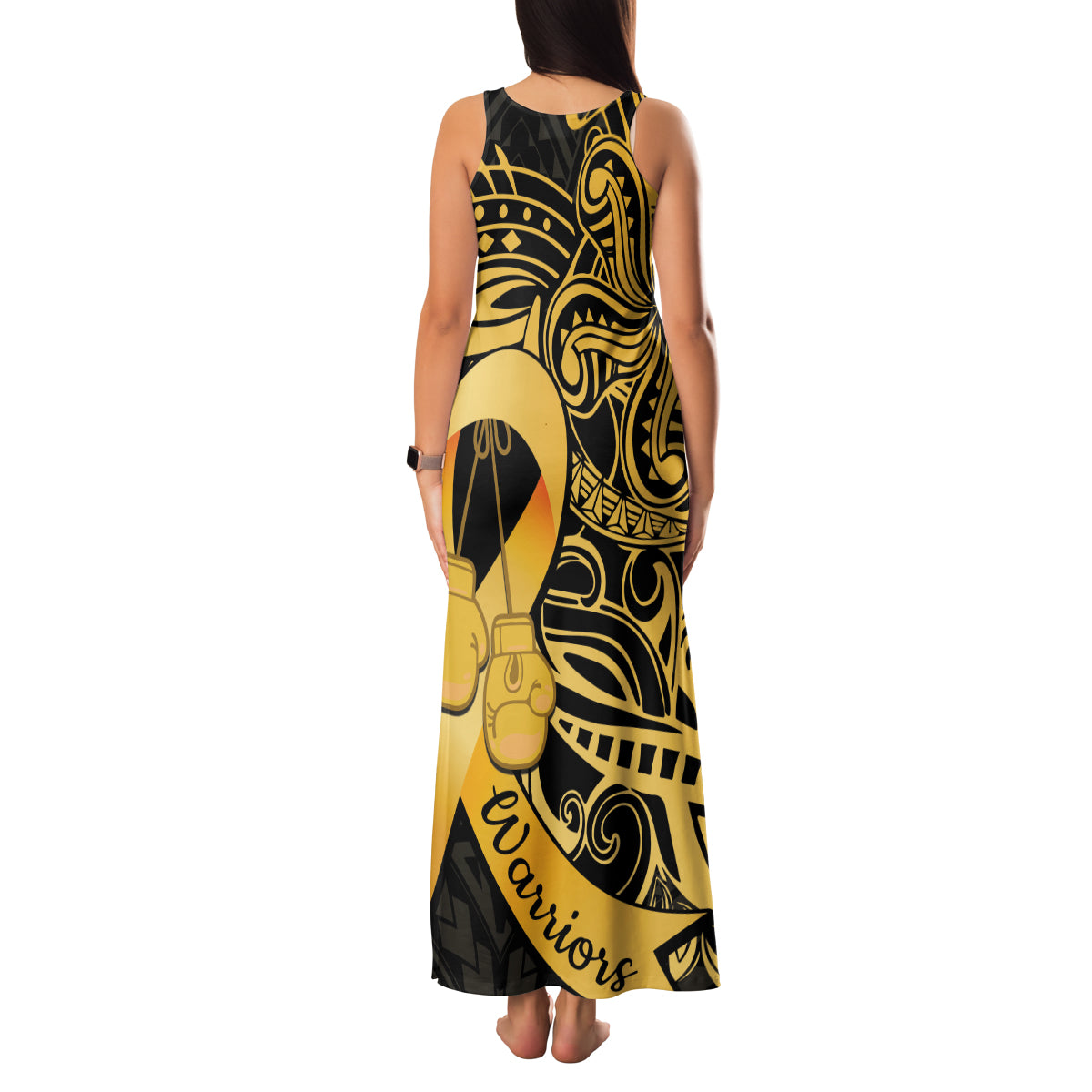 Polynesia Bone Cancer Awareness Family Matching Tank Maxi Dress and Hawaiian Shirt Fight Warriors LT14 - Polynesian Pride