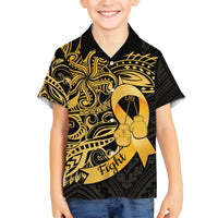 Polynesia Bone Cancer Awareness Family Matching Tank Maxi Dress and Hawaiian Shirt Fight Warriors LT14 Son's Shirt Black - Polynesian Pride