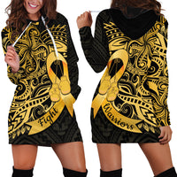 Polynesia Bone Cancer Awareness Hoodie Dress Fight Warriors LT14 - Polynesian Pride