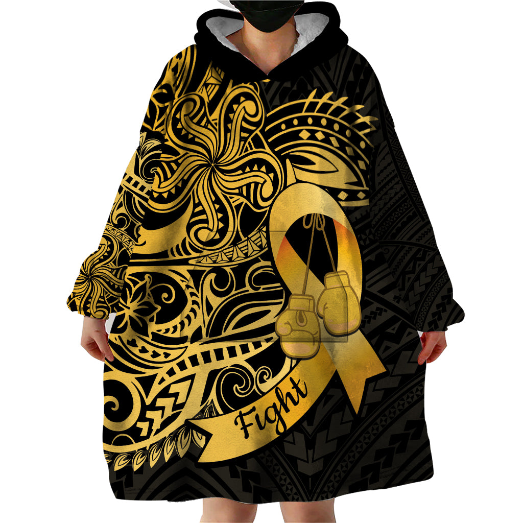 Polynesia Bone Cancer Awareness Wearable Blanket Hoodie Fight Warriors LT14 - Polynesian Pride