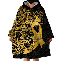 Polynesia Bone Cancer Awareness Wearable Blanket Hoodie Fight Warriors LT14 - Polynesian Pride