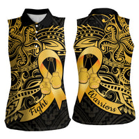 Polynesia Bone Cancer Awareness Women Sleeveless Polo Shirt Fight Warriors