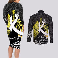 Personalised Polynesia World Lung Cancer Day Couples Matching Long Sleeve Bodycon Dress and Long Sleeve Button Shirt Faith Hope Love LT14 - Polynesian Pride