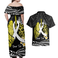 Personalised Polynesia World Lung Cancer Day Couples Matching Off Shoulder Maxi Dress and Hawaiian Shirt Faith Hope Love LT14 - Polynesian Pride