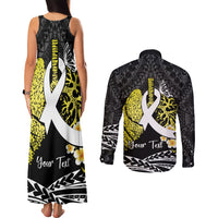 Personalised Polynesia World Lung Cancer Day Couples Matching Tank Maxi Dress and Long Sleeve Button Shirt Faith Hope Love LT14 - Polynesian Pride