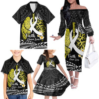 Personalised Polynesia World Lung Cancer Day Family Matching Off The Shoulder Long Sleeve Dress and Hawaiian Shirt Faith Hope Love LT14 - Polynesian Pride