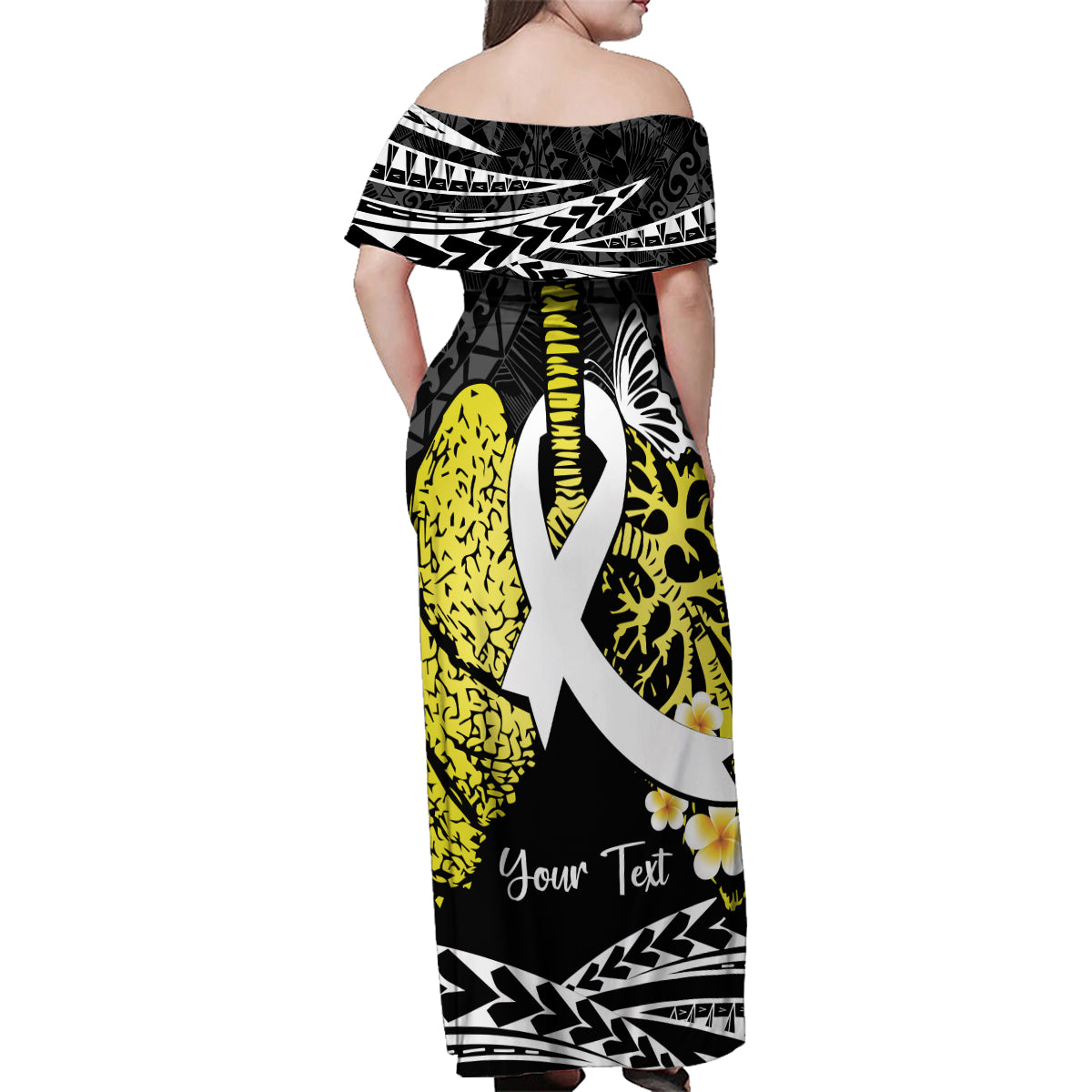 Personalised Polynesia World Lung Cancer Day Family Matching Off Shoulder Maxi Dress and Hawaiian Shirt Faith Hope Love LT14 - Polynesian Pride