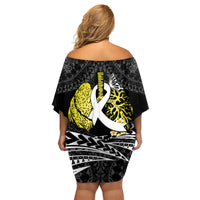 Personalised Polynesia World Lung Cancer Day Family Matching Off Shoulder Short Dress and Hawaiian Shirt Faith Hope Love LT14 - Polynesian Pride