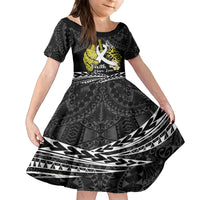 Personalised Polynesia World Lung Cancer Day Family Matching Puletasi and Hawaiian Shirt Faith Hope Love LT14 Daughter's Dress Black - Polynesian Pride