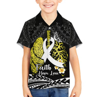 Personalised Polynesia World Lung Cancer Day Family Matching Puletasi and Hawaiian Shirt Faith Hope Love LT14 Son's Shirt Black - Polynesian Pride