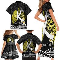 Personalised Polynesia World Lung Cancer Day Family Matching Short Sleeve Bodycon Dress and Hawaiian Shirt Faith Hope Love LT14 - Polynesian Pride