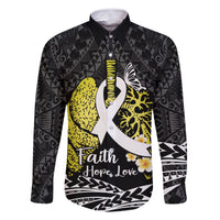 Personalised Polynesia World Lung Cancer Day Family Matching Summer Maxi Dress and Hawaiian Shirt Faith Hope Love LT14 Dad's Shirt - Long Sleeve Black - Polynesian Pride