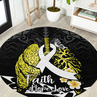 Polynesia World Lung Cancer Day Round Carpet Faith Hope Love LT14 Black - Polynesian Pride