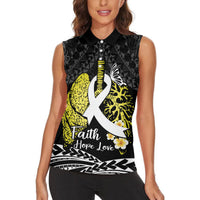 Personalised Polynesia World Lung Cancer Day Women Sleeveless Polo Shirt Faith Hope Love LT14 - Polynesian Pride