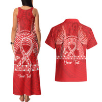 Personalised In September We Wear Red Couples Matching Tank Maxi Dress and Hawaiian Shirt Polynesia Blood Cancer Awareness LT14 - Polynesian Pride