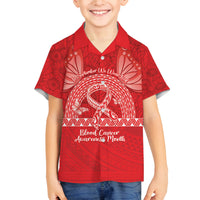 Personalised In September We Wear Red Family Matching Long Sleeve Bodycon Dress and Hawaiian Shirt Polynesia Blood Cancer Awareness LT14 Son's Shirt Red - Polynesian Pride